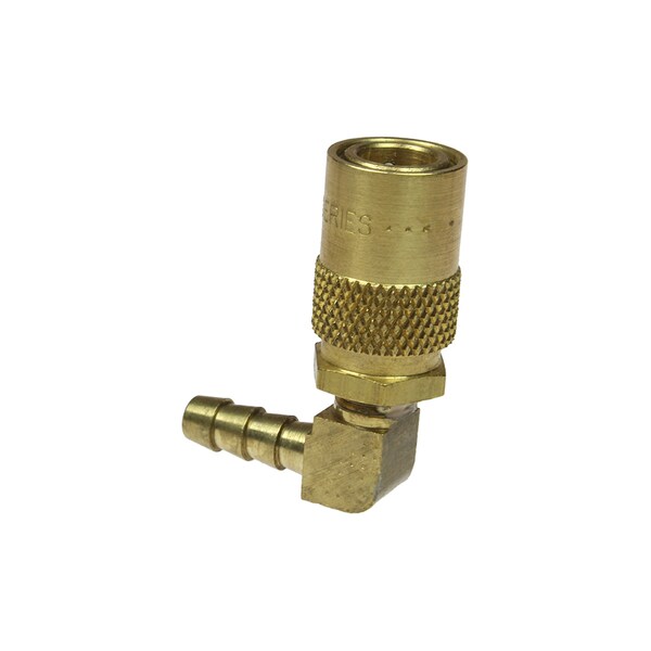 1/4 Moldflow Coupler Unvalved 1/4 ID Hose 90 Degree